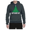thumbnail image 2 of Lets Get Lit Xmas Tree Ugly Christmas Sweater Unisex Graphic Hoodie Sweatshirt, Charcoal, Large, 2 of 3