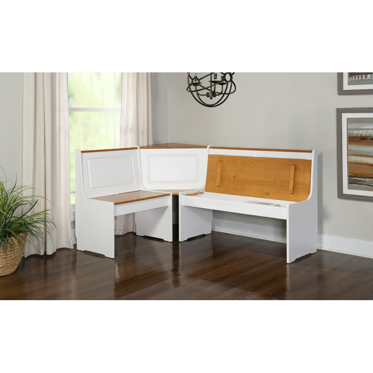Linon Home Decor Ardmore Driftwood and White Corner Nook with Storage  THD02622 - The Home Depot