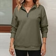thumbnail image 5 of Stichou Womens Zip-Up Dropped Shoulder Sweatshirt, Oversized Long Sleeve Quarter Zip Pullover Sweatshirt, Fashion Wear Dark Green 2XL, 5 of 5