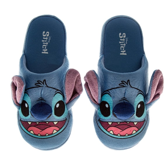 Disney Kids Lilo And Stitch Slippers for Girls, Stitch Plush Warm Soft Aline Comfy Lightweight House Shoes, Blue, Size: 11 12
