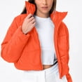 thumbnail image 2 of Herrnalise Jackets For Women Fashion Zipper Coat Long Jacket Winter Long Sleeve Short Down Cotton Shackets For Women 2023 fall Orange,M, 2 of 8