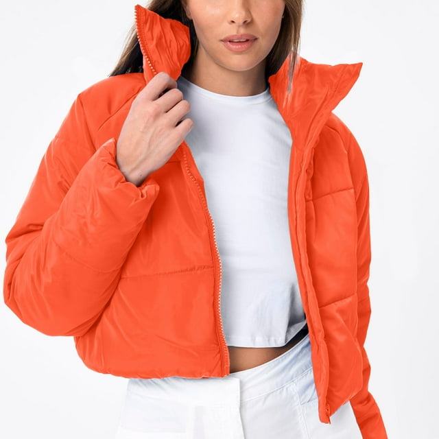 Chaquetas y abrigos casuales sin capucha de manga larga para mujer, abrigo con cremallera, chaqueta larga de invierno, abrigo corto de algodón con plumón para mujer