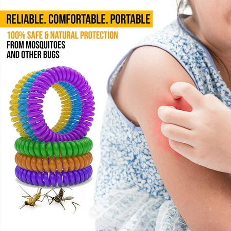 FeelGlad 12 Pack Mosquito Repellent Bracelets, 100% Natural | Bug and Insect Protection, Waterproof DEET-Free Band | Pest Control for Kids and