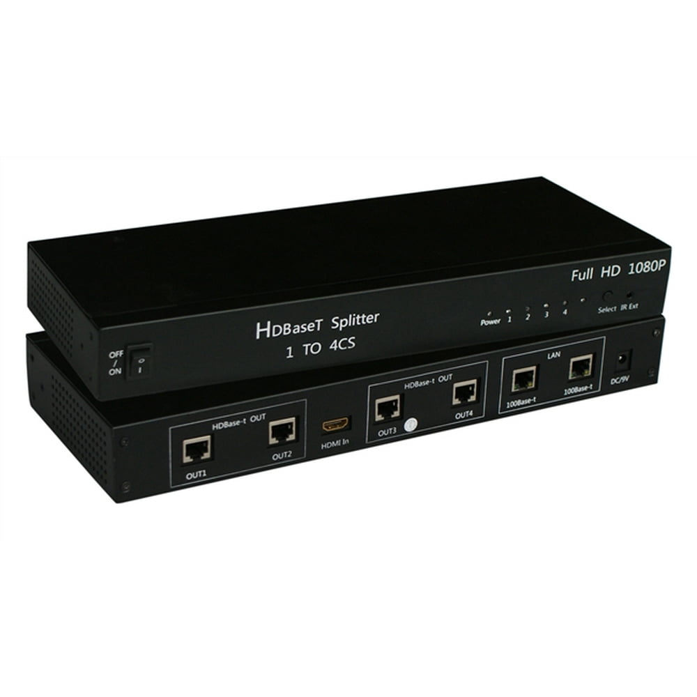 HDMI Splitter HDbaseT 1x4 2 port 10/100 IR HD Over Single Cat5e/Cat6/Cat7 RJ45 Support