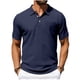 thumbnail image 1 of Casual de Manga Corta de los Hombres Medio Botón Solapa Blusa Superior, Tela de Poliéster Transpirable para Todo el Uso de Temporada, 1 of 9