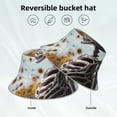 thumbnail image 2 of Yiaed Sunflower Butterfly Skull Print Reflective Stripe Bucket Hat Unisex Funny Outdoor Fisherman Cap Beach Sun Hat, 2 of 5