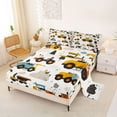 thumbnail image 2 of Castle Fairy Cartoon Construction Truck Full Size Sheets 4-Piece for Kids,Cute Tractor Excavator Bed Sheets for Bedroom,Yellow Blue, 2 of 6