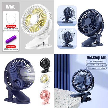 Convenient ultra-quiet small and cute Portable Mini Handheld Clip Fan - Rechargeable Cooling Ventilador - Ideal for Students on the Go - Compact and Lightweight Design - Versatile and E