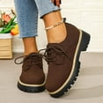 thumbnail image 2 of Rokment Platform Mary Jane Ankle Boots for Women Fall Winter Fashion Casual Suede Lace up Chunky Mid Heel Lug Sole Oxfords Penny Loafers Combat Booties Brown Size 6, 2 of 7