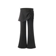 thumbnail image 3 of lnmuld Girls' Solid Polyester Skirted Flare Pants with Ruffle Skirt Overlay Black,13-14 Years, 3 of 5