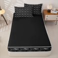 thumbnail image 4 of Manfei Cute Marine Shark Zipper Twin Comforter Sets with Fitted Sheet and 2 Pillowcases, Nautical Wave Line Zipper Bedding Set, Black Gray, Black Reversible, 4pcs, 4 of 7