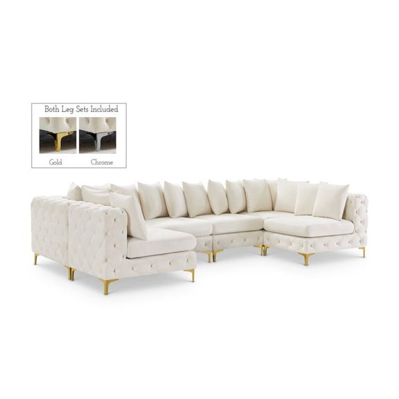 Meridian Furniture Tremblay Cream Velvet Modular Sectional