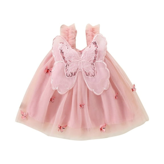 Baby Girls' Special Occasion Dresses New Toddler Kids Kids Girls Cute Summer Mesh Solid Color Print Bow Suspenders Dress Skirt Toddler Girls Dresses Girls Dresses Pinky New