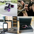 thumbnail image 2 of Couple Ring Bridal Set His Hers Black Gold Plated Amethyst Titanium Steel 10k Wedding Ring Band Set, 2 of 7
