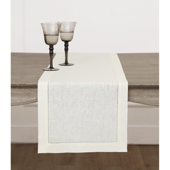 Tapete de mesa Solino Home Linen, color marfil, 274 cm de largo, 100% lino puro