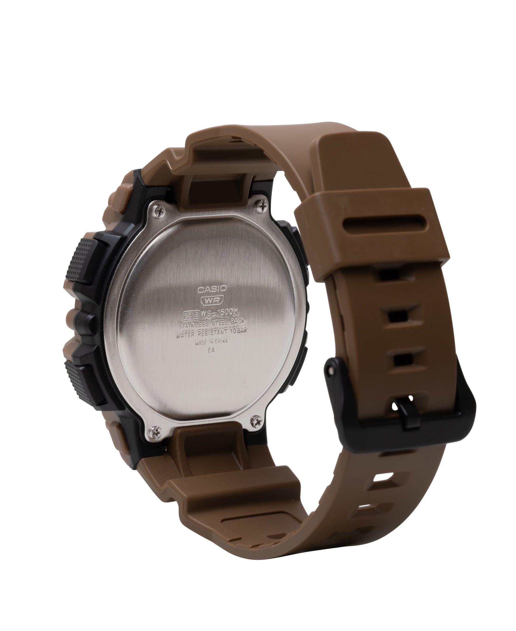 Casio Men's Large-Case Fishing Timer Digital Watch, Tan - WS-1500H