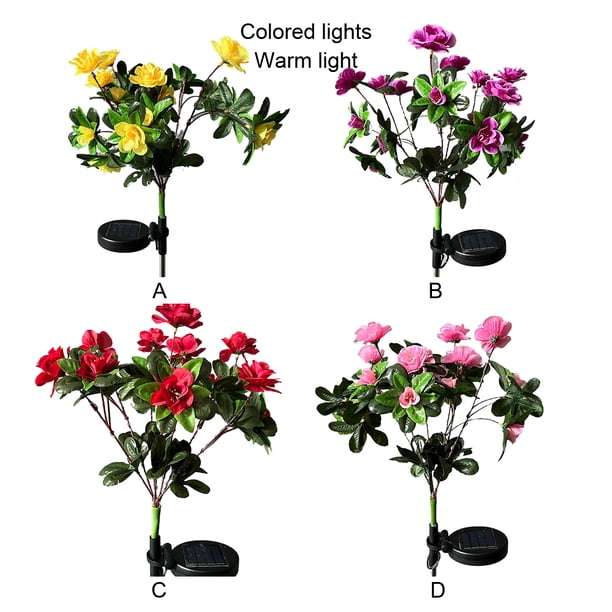 Naiovety Lámpara solar LED Azalea Luz de jardín ahorro de energía para flores a elección de regalo de jardín Decoración Rosa Lámpara de calentamiento