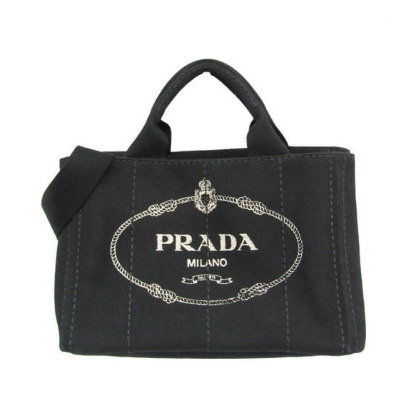 Pre-Owned Prada Canapa B2439G Women's Canvas Shoulder Bag,Tote Bag Black (Good)
