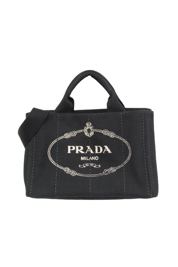Pre-Owned Prada Canapa B2439G Women's Canvas Shoulder Bag,Tote Bag Black (Good)