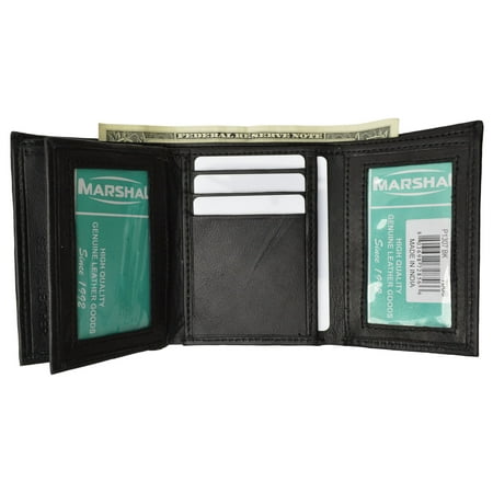 MensWallet - Mens Trifold Wallet Extra Capacity 10 Inside Slots 2 ID Windows P 1307 - 0