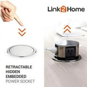 Link2Home Pop Up Outlet with USB, 3 Outlets, 2 USB Ports, Silver