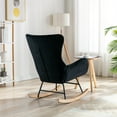 thumbnail image 4 of Modern Accent Rocking Chair Velvet Upholstered Nursery Glider Rocker Chair Comfy Side Armchair Rocking Arm Chair with Padded Seat and High Backrest, Solid Wood Legs, for Living Room, Black, 4 of 7