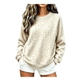 thumbnail image 2 of Women Oversized Crew Neck Sweatshirt Leopard Print Long Sleeve Drop Shoulder Pullover Streetwear Fall Winter Tops, 2 of 4