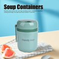 thumbnail image 4 of Frasco de Alimentos Aislado, Recipiente de Alimentos de Doble Capa Termo de Sopa Aislado con Cuchara Plegable y Tapa con asa para Viajes (Verde), 4 of 4