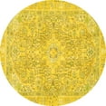 thumbnail image 1 of Ahgly Company Machine Washable Indoor Round Abstract Yellow Modern Area Rugs, 3' Round, 1 of 4