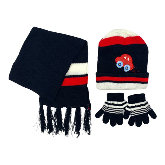 Empire Cove 3 Piece Kids Winter Knit Beanie Set Gloves Hats Scarves Girls Boys Cars