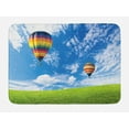 thumbnail image 1 of Colorful Bath Mat, Hot Air Balloons Over Green Fields and Cloudy Sky on Background Image, Plush Bathroom Decor Mat with Non Slip Backing, 29.5" X 17.5", Azure Blue Multicolor, by Ambesonne, 1 of 2