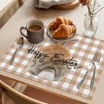 thumbnail image 3 of Brown Easter Placemats Set of 12 Spring Watercolor Bunny Plaid Checkered Place Mats Indoor Wipeable Table Mats Washable Cloth Dining Table Placemats for Kitchen Holiday Party Home Decor 13x19 Inch, 3 of 9