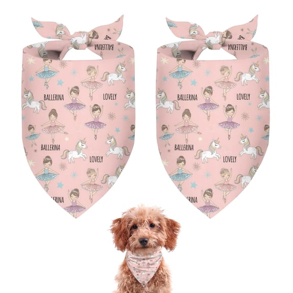 Dog Bandana 2 Pack,Ballerina Unicorn Princess Pattern Bandanas for Dogs,Cat Bandana,Small/ Large Dog Bandana 2 Size,Dog Bandanas