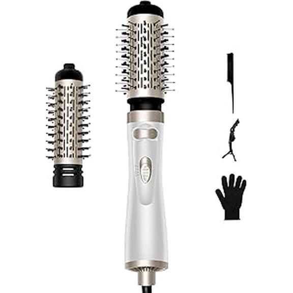 Hair Dryer Brush, 3-in-1 Rotating Round Hot Air Spin Brush Set with 2 Brushes (2" & 1.5")