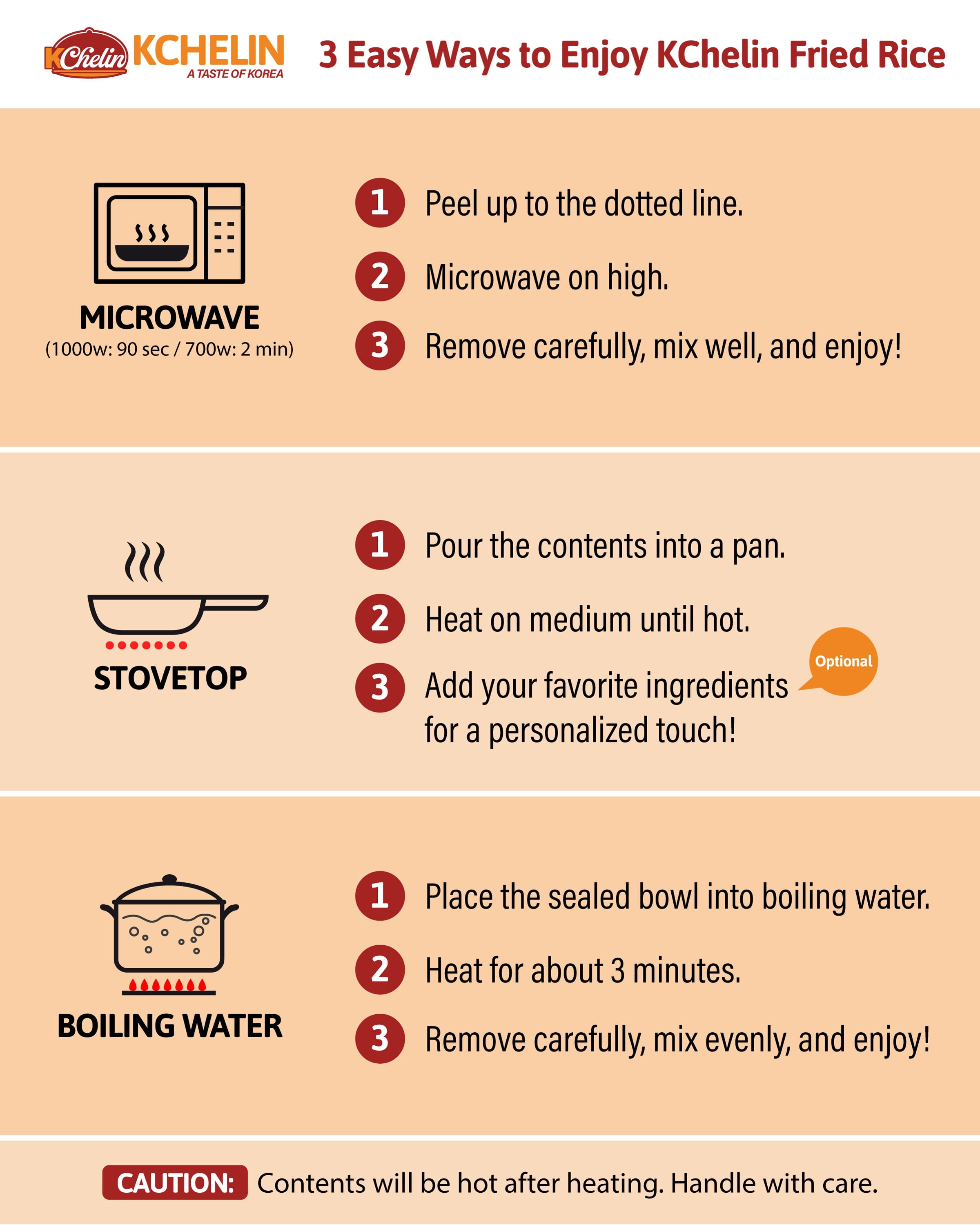 [KCHELIN] Microwaveable Kimchi Fried Rice (Pack of 6), Korean Food, Shelf- Stable, On- the- Go Meals, 7.05 oz per Bowl