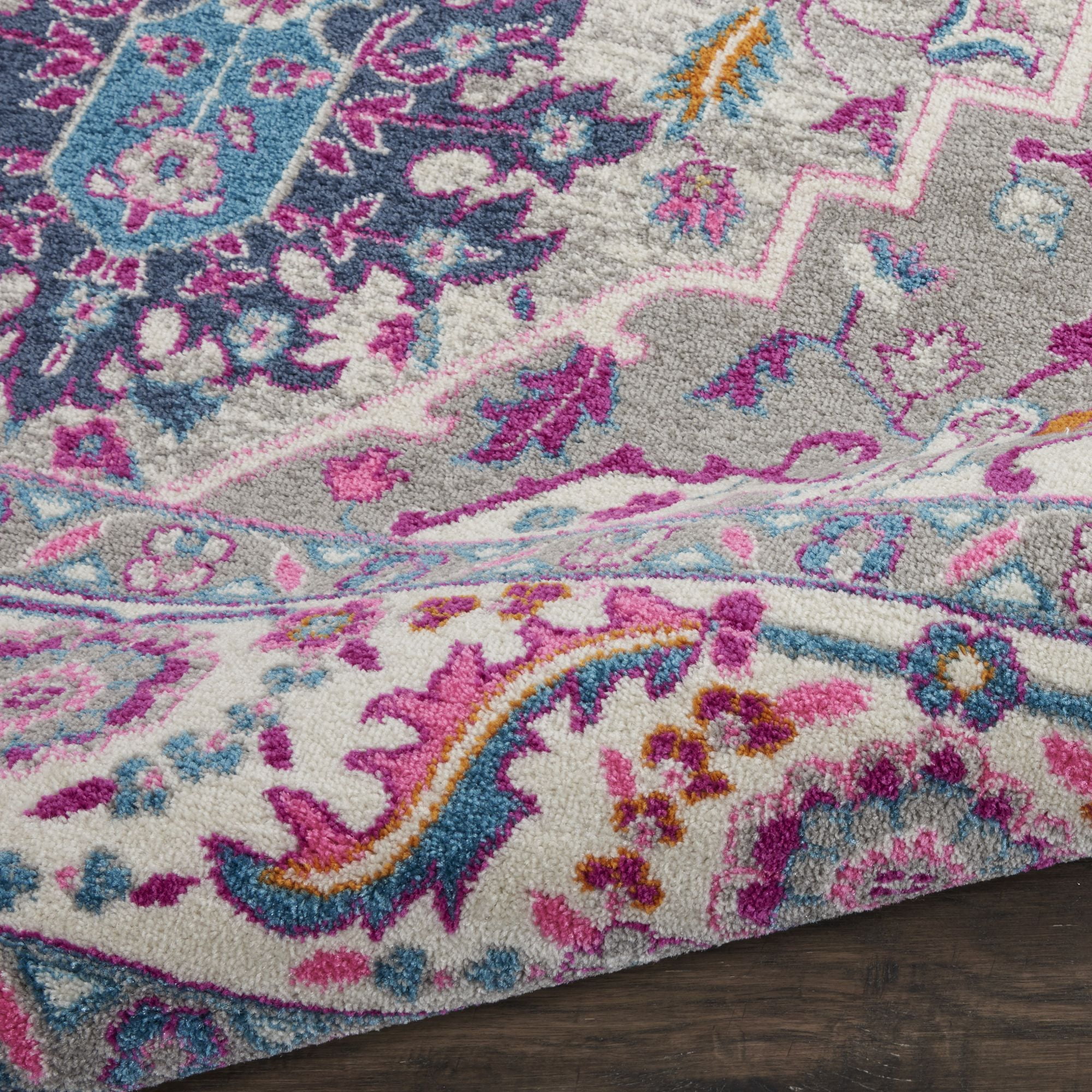 Nourison Passion Persian Light Grey/Pink 6'7" x 9'6" Area Rug, (7x10)