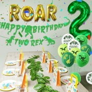 Two Rex Birthday Party Decoration, Dinosaur 2nd Birthday Decorations, Two Rex Banner, Roar Balloons,Two Birthday Decorations for Boys Kids 2nd Dinosaur Party Supplies
