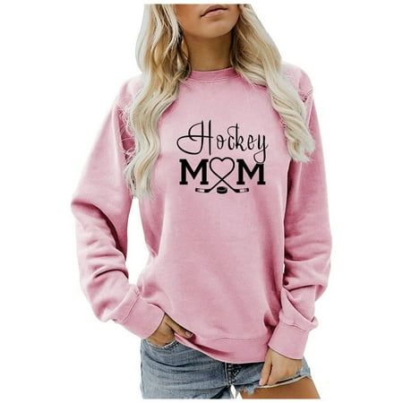 FYEGRE Ladies Off Shoulder Casual Sweater Long Sleeve Round Neck Printed Pullover Top for Everyday Wear Light Pink XL