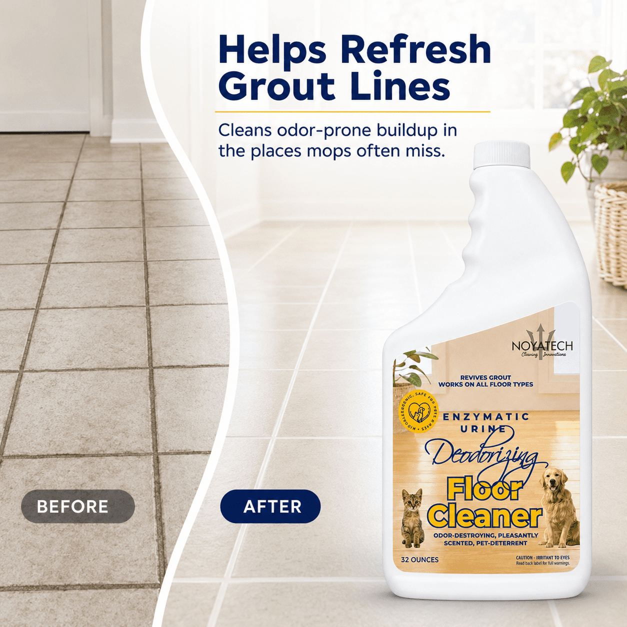NOYATECH Pet Floor Cleaner – Enzymatic Degreaser & Odor Eliminator, Pet-Safe, Non-Toxic, Eco-Friendly, 32 oz