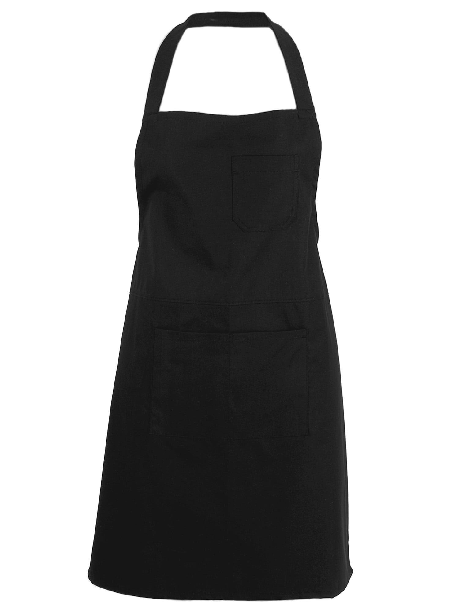Mainstays Chef Kitchen Apron, 28" x 32" Cotton Bib Apron with Pockets for Cooking, Grilling, BBQ in Black