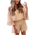 thumbnail image 2 of CEHVOM Combinaison Femme Couleur Unie Décontractée Jambes Larges en Chiffon, 2 of 6