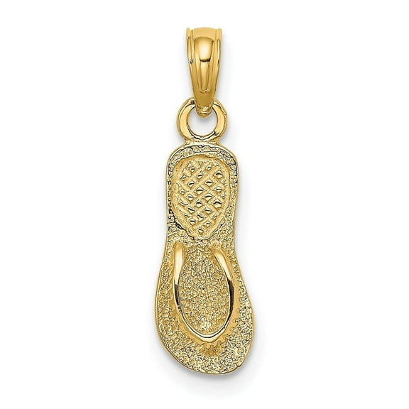 Diamond2Deal 10K Yellow Gold Textured Straps Single Flip-Flop Charm Pendant for Women (L- 0.79 inch, W- 0.25 inch)