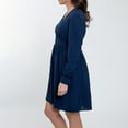 thumbnail image 5 of Elsie & Zoey Hayden Swiss Dot Long Sleeve Ruched V-Neck Dress for Women, 5 of 6