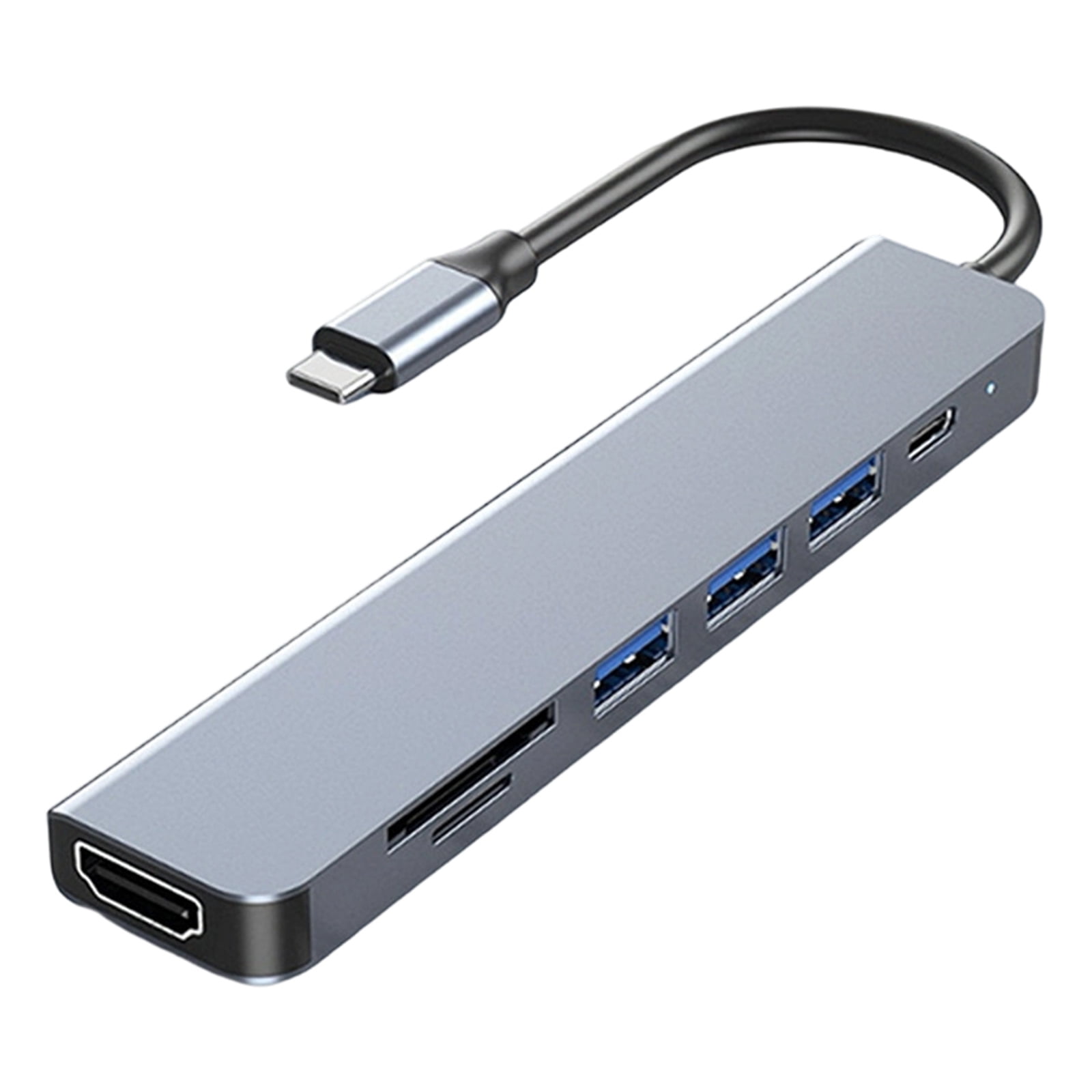 Portable 7 Port USB C Hubs 4K HDTV 100W Power Delivery USB3.0 Card Reader For Offices Travel