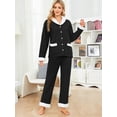 thumbnail image 3 of U2SKIIN Womens Pajama Sets, Button-Down Soft Quilted Fabric Cotton Long Sleeve Sleepwear,(Black,XL), 3 of 5