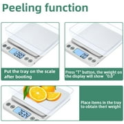 Digital Food Scale,3000g/0.1g Digital Scale,Gram Scale with 2 Trays for Cooking and Baking,Coffee Scale with Back-Lit LCD Display 6 Units, Auto Off, Tare, PCS, Stainless Steel