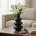 thumbnail image 3 of Unique Bargains Ceramic Modern Ripple Textured Decorative Vase Black 5.4"L x 5.4"W x 8"H, 3 of 5