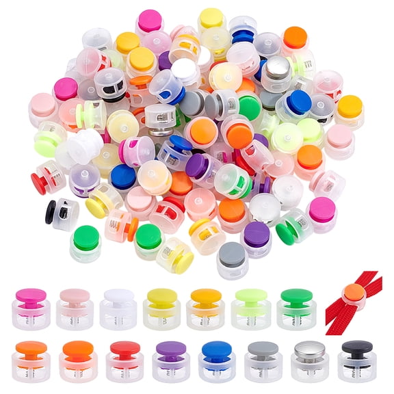 120pcs 15 Colors Plastic Spring Cord Locks