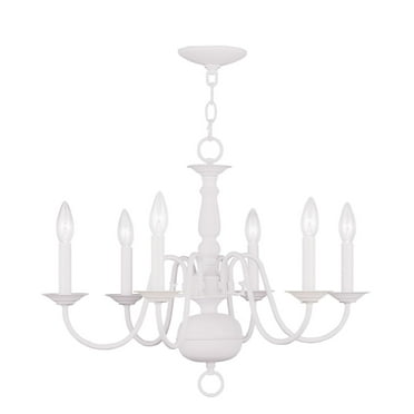 6 Light White Chandelier with Steel base material