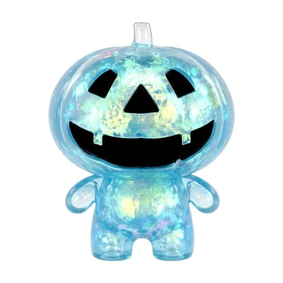 Knisume Glitter Transparent Pumpkin Squishy Toys - Slow Rising Stress Reliever Squeeze Fidget Toy for Office Desk, Anxiety Relief,Blue